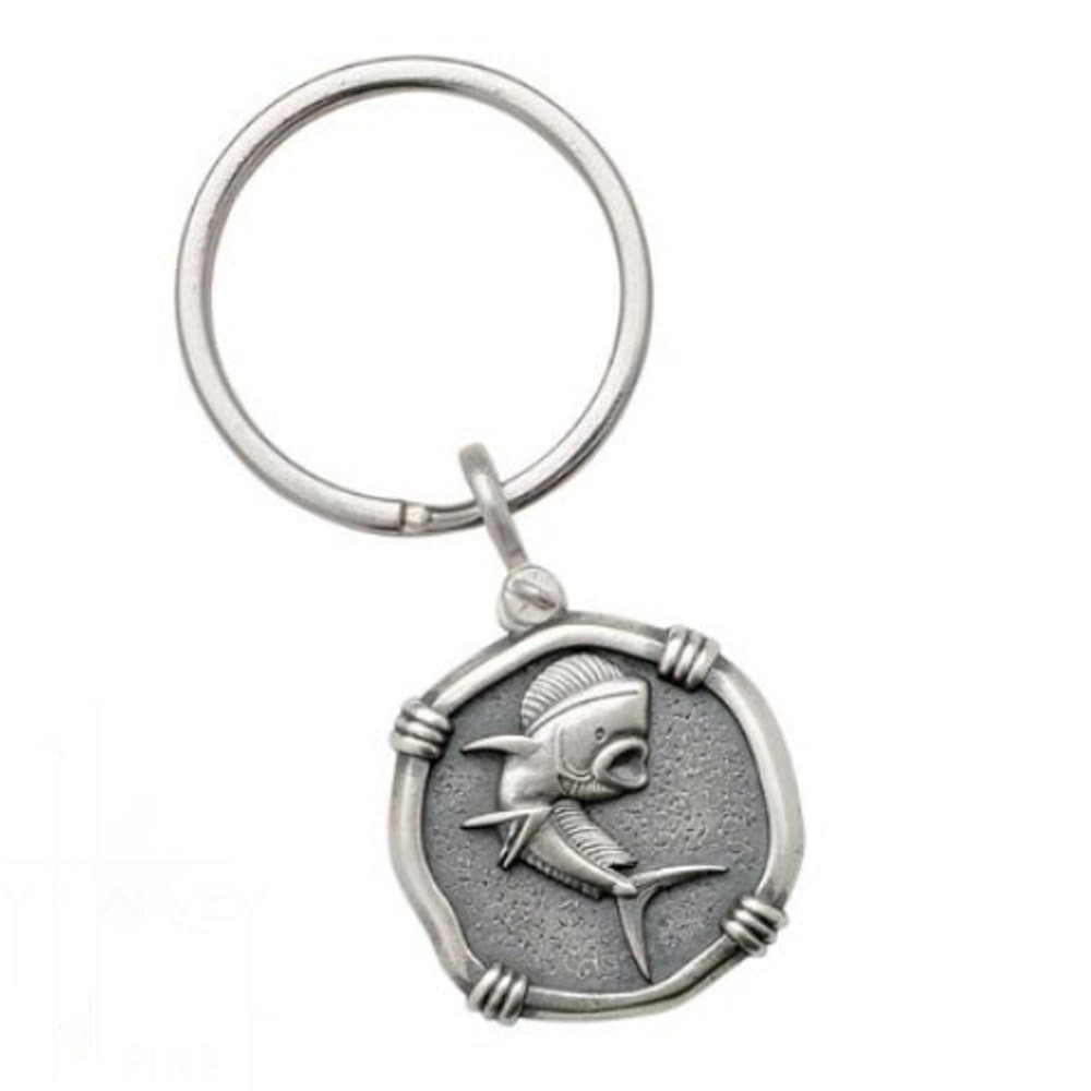 Guy Harvey Dolphinfish Key Ring Crafted in Sterling Silver with 1" Split Ring