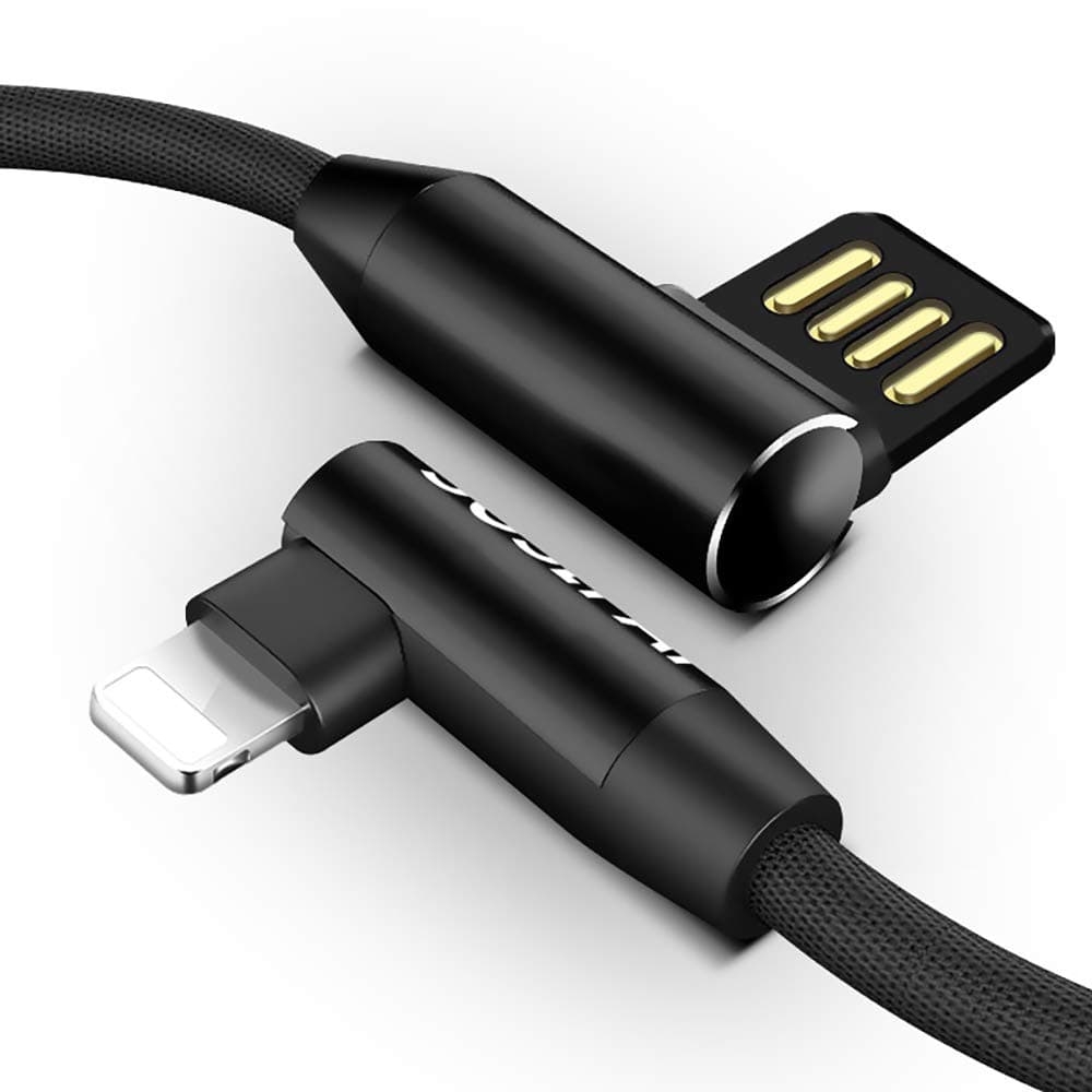 SOSLPAI 90 Degree Double Elbow Lightning to USB Charger Cable 3FT, Nylon Braided Cord, Sync & Charging for iPhone X/8 Plus/8/7/7 Plus/6/6 Plus/6s/6s Plus/5/5s/5c/SE (Black)