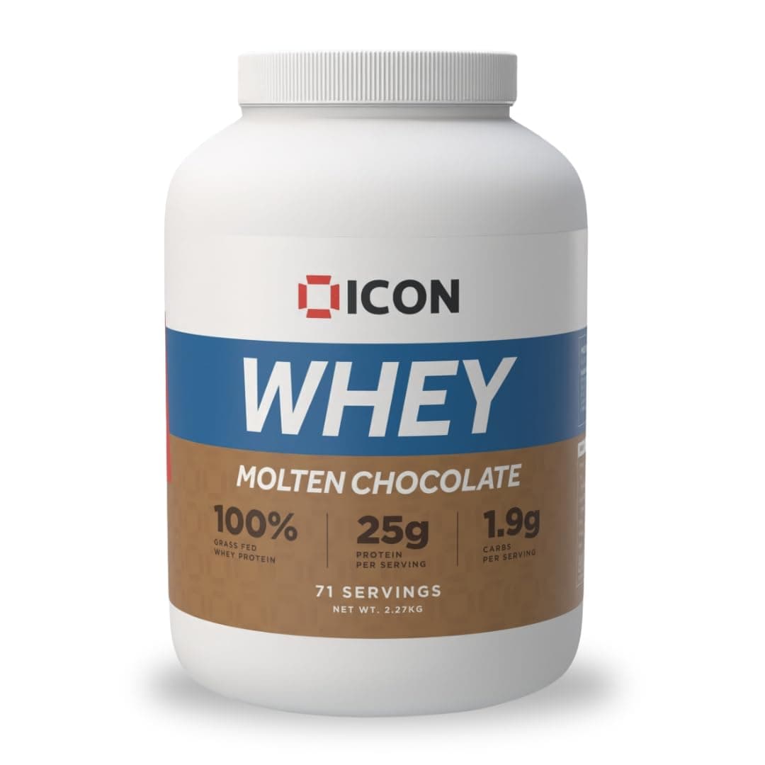 Whey Protein Powder — Molten Chocolate — High Protein, Grass Fed, Low Carbs & Fat, Complete Amino Acid Profile, Cold Shakes or Mix with Foods — 2.27kg, 71 Servings