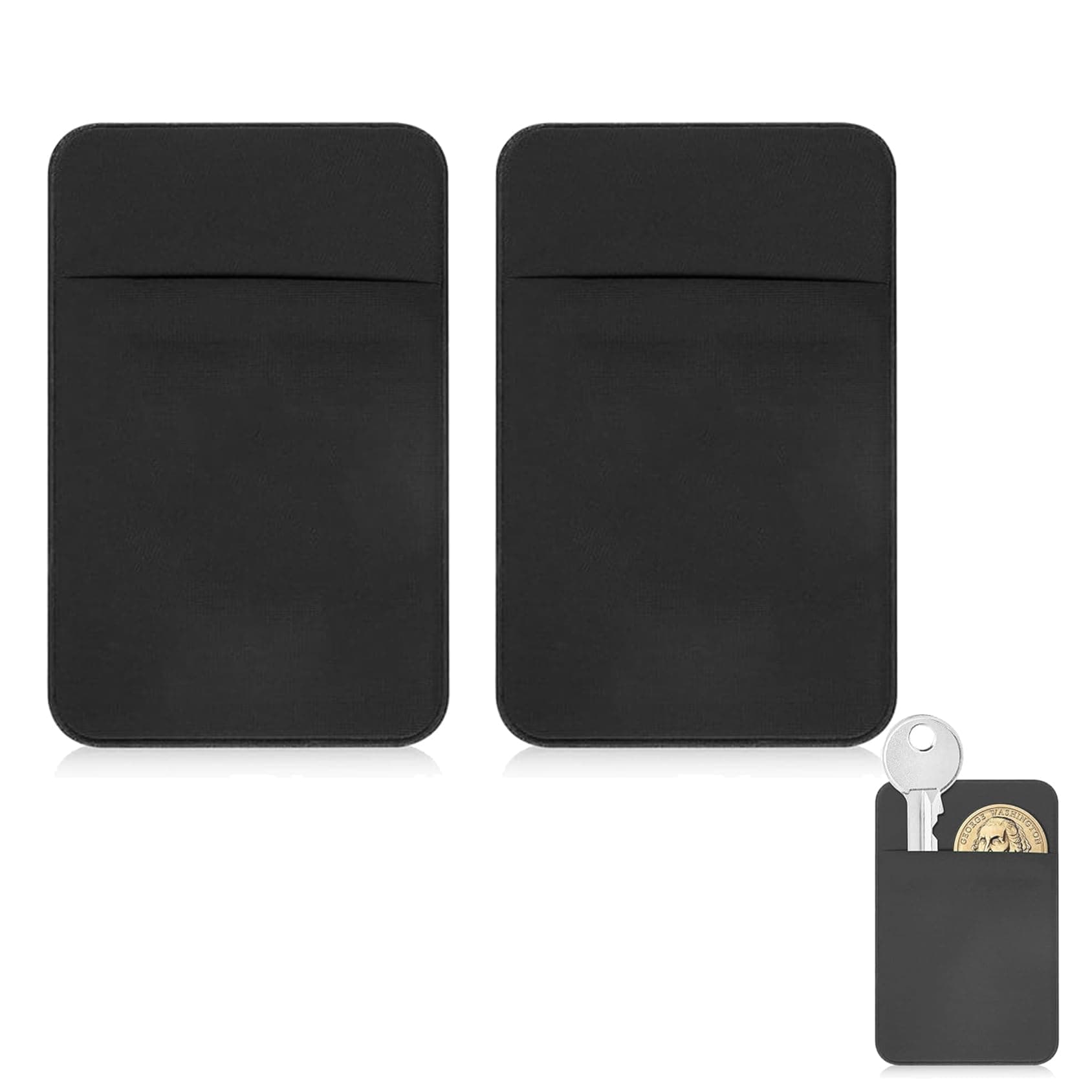 Flat Thin Credit Card Size Key Holder Sleeve - Slim Minimalist Wallet for Men and Women, 2-Pack Black, Credit Card-sized, Minimalist Wallet Key Organizer