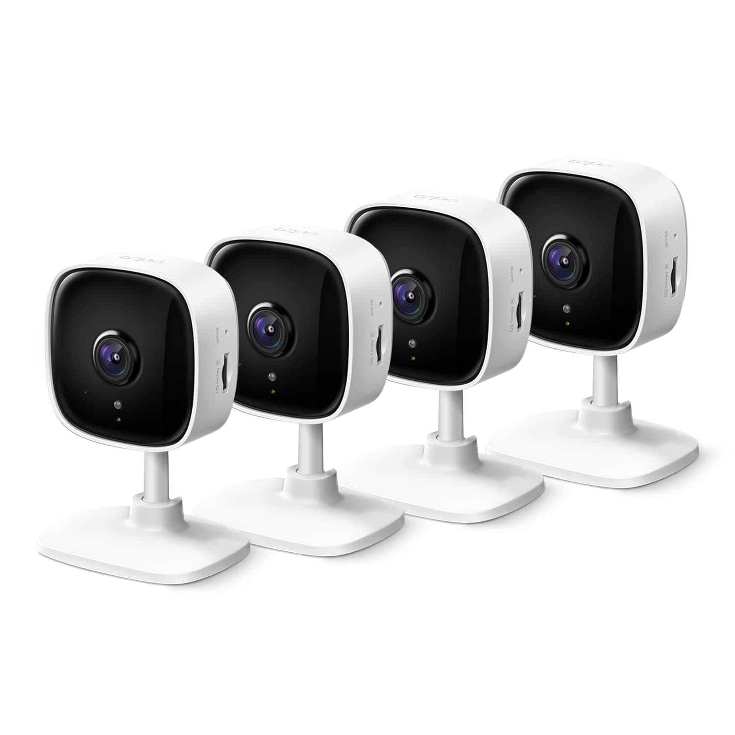 2K Indoor Wired Security Camera - Works as a Baby Monitor & Pet Camera, Person/Motion/Baby Cry Detection, 2-Way Audio, Siren, Subscription-Free Local Storage or Optional Cloud, C110P4 (4-Pack)