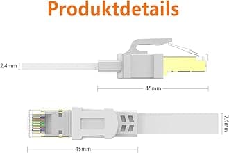 Ercielook CAT8 Ethernet Cable 0.5m - 2 Pack, High Speed Shielded Flat Internet Cable, Weatherproof S/FTP UV Resistant for Router/Gaming/Modem - White