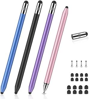 3 in 1 Stylus Pens for Touch Screens, High Sensitivity & Precision Capacitive Stylus Pencil for Apple iPad iPhone Tablets Samsung Galaxy All Universal Touchscreen Devices 4 Pack