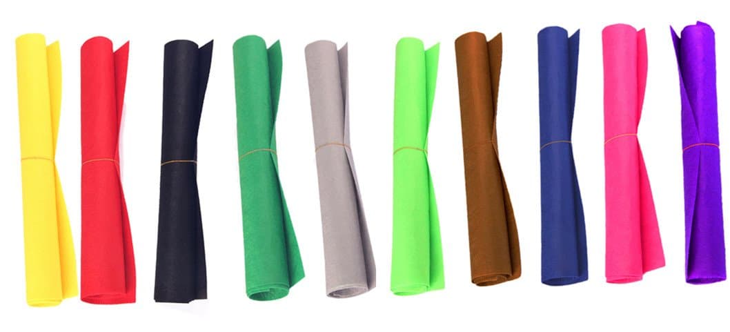 HONGCI 10Pcs Large Felt Fabric Sheets Pack - 50 * 40cm Nonwoven Acrylic DIY Craft Work Patchwork Sewing Material Assorted (10 Colours)
