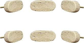 Perilla Home Set of 6 Marble Knobs for Cabinet & Drawers Decorative Travertine Oval Knobs for Home Kitchen Cabinet Hardware Cupboard Glass Door Dresser Wardrobe Pulls (Oval,Beige)