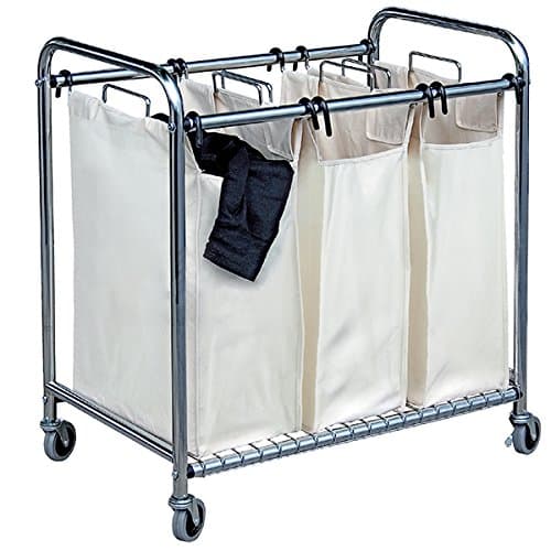 Mondex inx415-00 Trolley Laundry Basket with Three Compartments Chrome-Plated Metal 46 x 78 x 84 cm