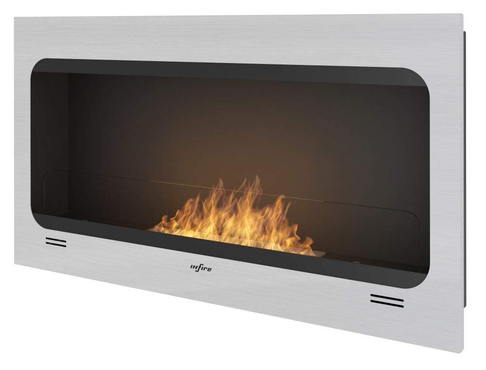 Ethanol Fireplace Sined Fire Inspire for Built-in and Wall Installation INOX Brushed Frame with Toned Safety Glass Burner 50 cm Fuel Tank 1 Liter Flame Adjustable