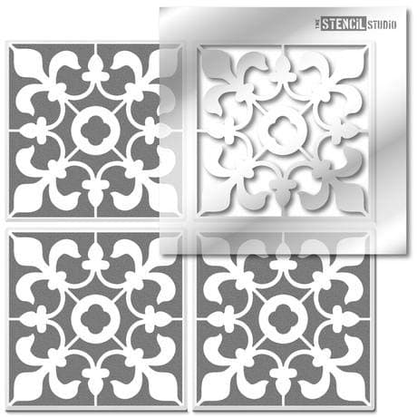 The Stencil Studio - Kingscote Tile Stencil - Floor wall stencil - just add paint. Ideal for tile and other interior décor makeovers. Fits standard tile sizes. Single Tile - Size 2 inch (10595-2)