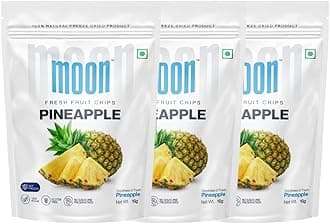 Moon Freeze Dried Pineapple Chips | Healthy Pineapple Snack | 100% Natural, Vegan, No Preservatives, No Added Sugar | 16 Gm | Moon_Pineapple_Chips | (16Gm) Pack of 3