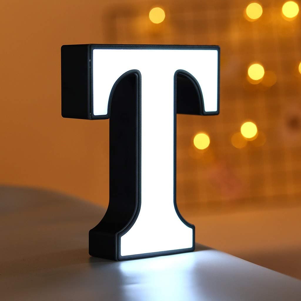 LEEDY Light Letters 26 English Letter Light LED Shape Decorative Night Alphabet Letter Lights Letters Creative Plastic Lamp Decor for Home Party Bar Wedding Festival Decorative (T)