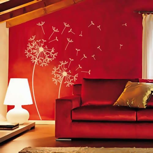 DESIGNER PLAYGROUND Dandelions with Delicate Seed Floating Off Vinyl Wall Decal (41W X 60H Inches) K115 - White