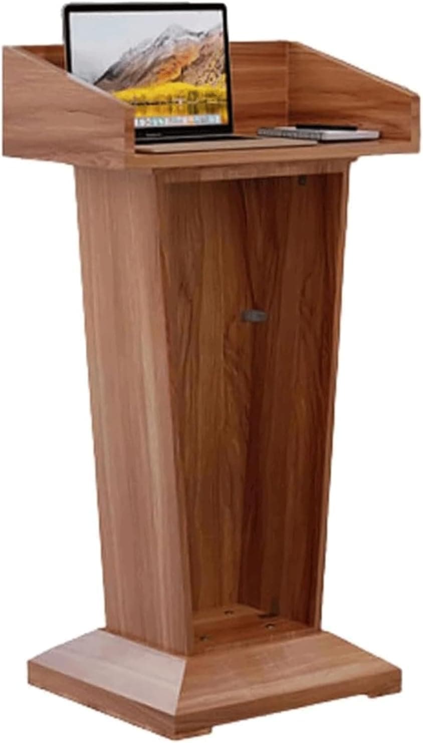Teak/Rose Wooden Podium with wheels & Open Storage Pulpits Large Stand Church Floor Standing Conference Teacher Podium by OEM 2yrs warranty