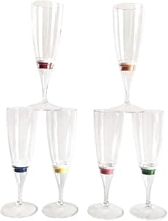 6 Pack LED Wine Champagne flute's Light Up Glasses LED Liquid Activated
