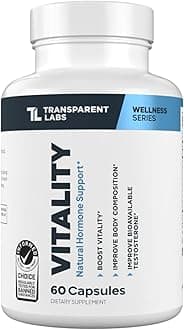 Vitality Testosterone Booster - Testosterone Supplement for Men with Ashwagandha KSM-66, PrimaVie Shilajit Extract, & DIM to Support Vitality, & Bioavailable Testosterone - 60 Count