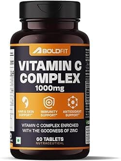 Boldfit Vitamin C Complex With Amla & zinc, Immunity Antioxidant & Skincare Booster For Men & Women - 60 Veg Tablets