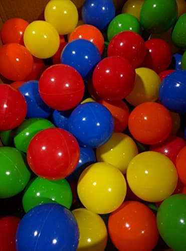 Pack of 100 Piece Phthalate Free Plastic Ball Pit Balls in 5 Colors