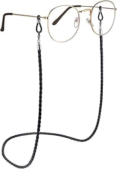 AllenCOCO Glasses Chain, Eyeglass Strap For Women Sunglasses - 14K Gold Eyeglasses Chain, Eye Glasses Holders Around Neck, Black Lines, Standard