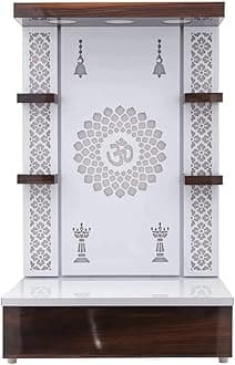 Wooden Temple White LED Light for Home and Office|Home Temple|Puja Mandir|Wall Hanging & Table Top Home Mandir(TMP09) SIZE-48x30x16 In