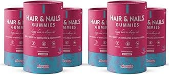 Nirvasa Hair & Nail Gummies with Biotin | Helps Keep Hair, Nail, Skin Healthy & Nourished | Ideal Supplement for Men & Women | Sugar-Free I Mixed Berries Flavoured - 60 Gummies Set of 6