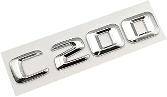 3D ABS Chrome Letters Car Rear Trunk Emblem Badge Sticker C43 C180 C200 C220 C300 C350 Logo Fit For Mercedes W205 W204 Accessories Car Stickers (Color : C200)