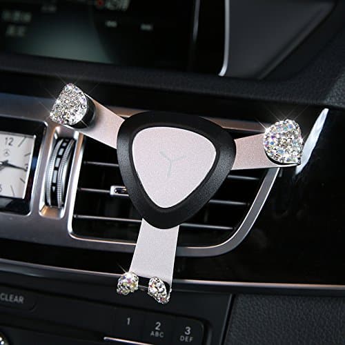 EING Cell Phone Holder for Car Air Vent Bling Bling Universal Car Phone Mount with Auto Lock Technology,Silver