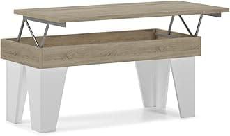 Skraut Home Raised Coffee Table - 45 x 92 x 50 cm - Coffee Table with Storage Space - Model KL - Durable - Easy Assembly - Wood Effect - Oak and White