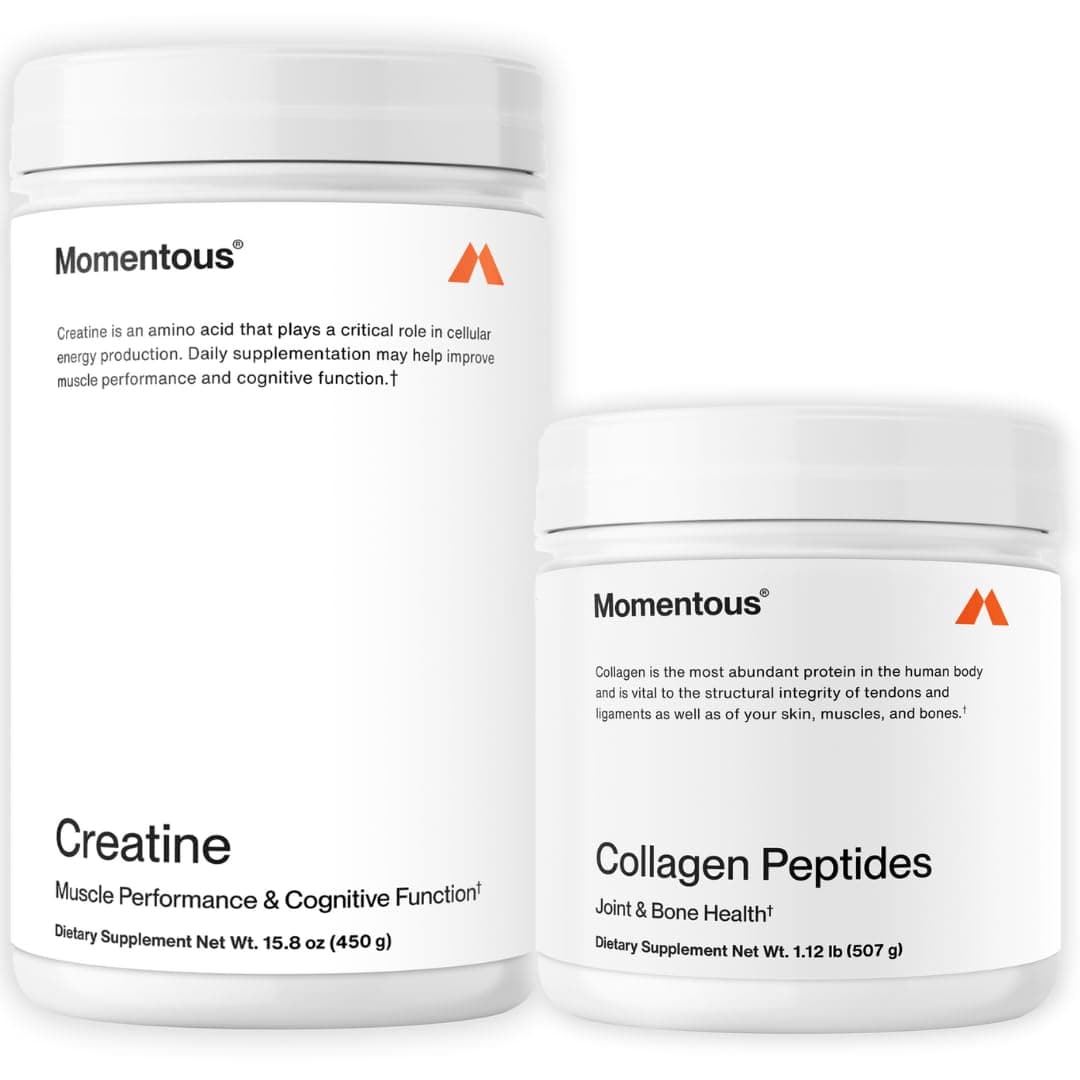 Creatine Monohydrate Powder & Grass-Fed Collagen Peptides Powder Stack - Supports Strength, Lean Muscle, & Recovery - FORTIGEL & Vitamin C for Hair, Skin, Nails, & Joint Health Support
