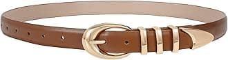 Women Leather Belt for Jeans Pants Fashion Ladies Skinny Faux Leather Dress belt with Gold Buckle