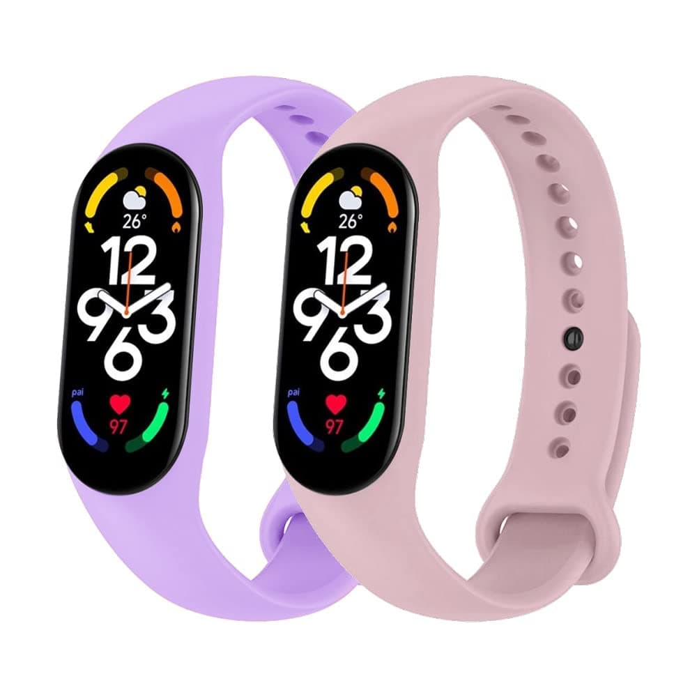 MARGOUN 2 Pack for Xiaomi mi Band 7 Strap Silicone Watch Band Smartwatch Wristband Replacement Accessories Strap Bracelet