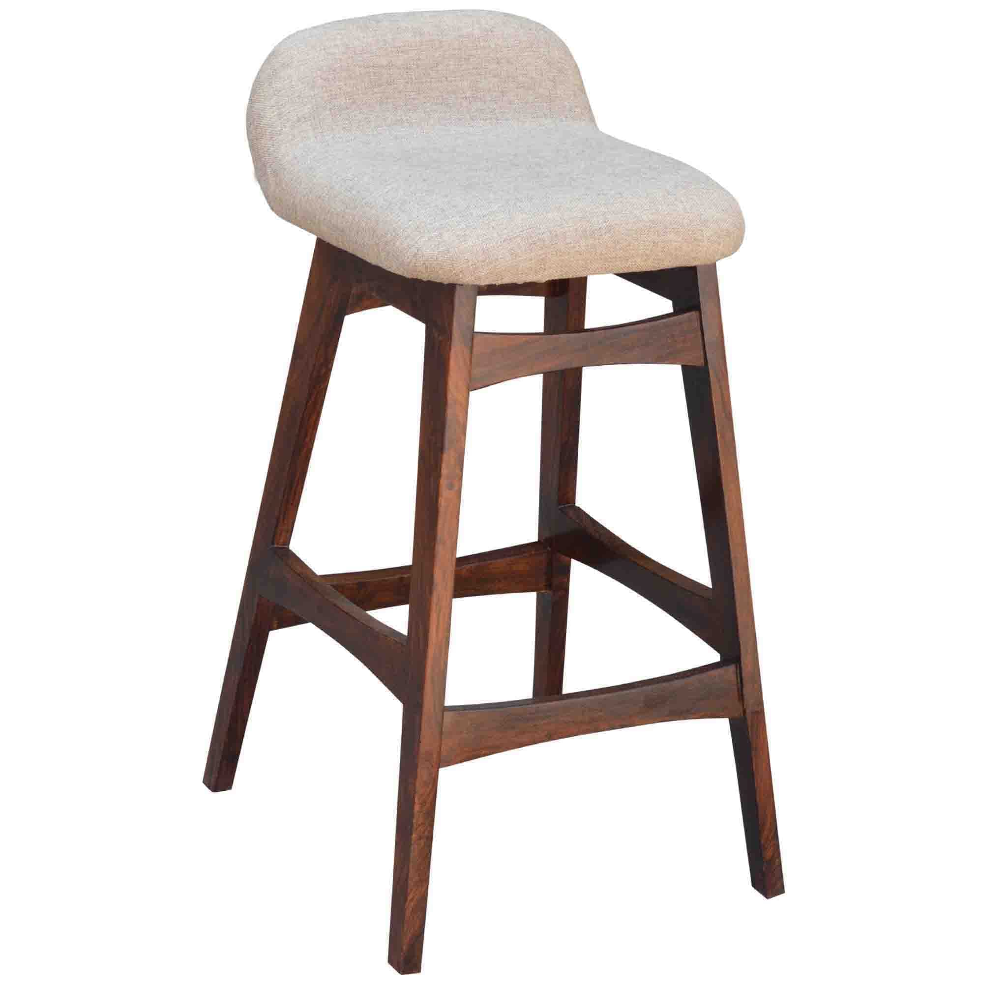 Solid Wood Bar Stool For Bar And Kitchen Room | Bar Stool With Cushion For Kitchen And Home | Sheesham Wood Bar Stool Quantity 1 Piece,Walnut