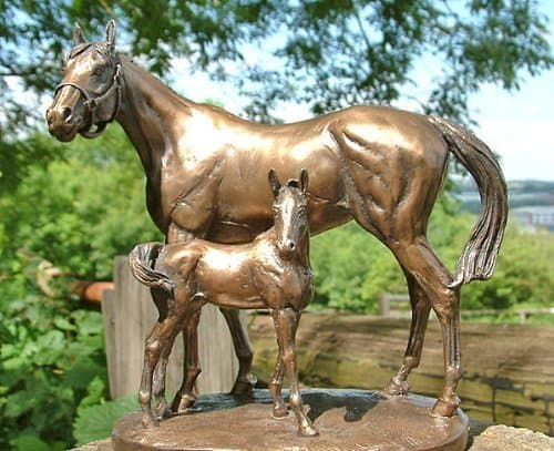 6103 STUNNING COLD CAST BRONZE MARE & FOAL 'PROTECTION' BY D GEENTY