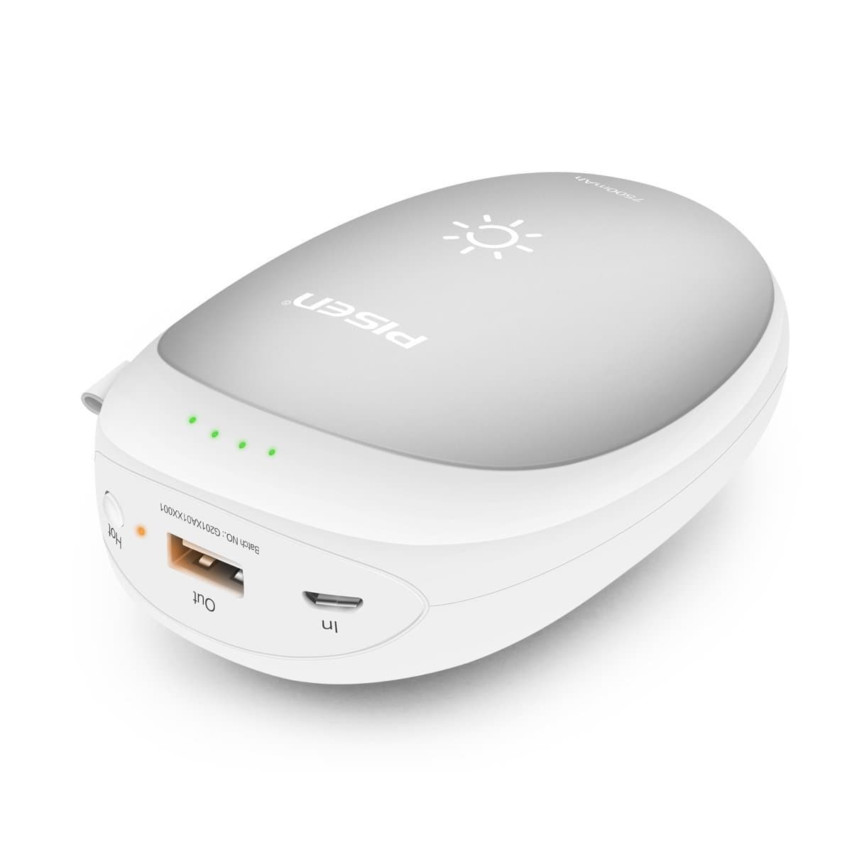 Hand Warmer 7500mAh USB Rechargeable Hand Warmer 2-in-1 Portable Power Bank Reusable Electric Hand Heater for Ski, Hiking, Camping, Gift-Giving and More