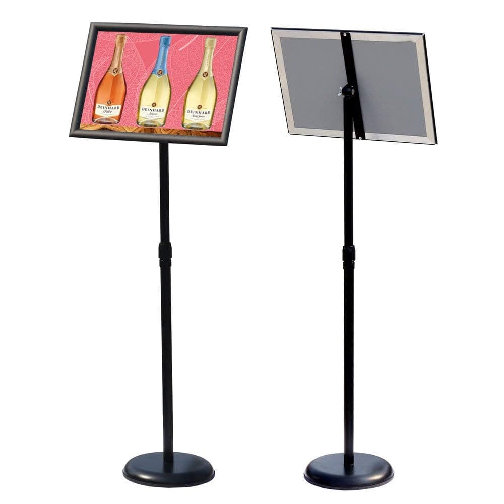 GUOHONG A4 Poster Stand Adjustable Stainless Steel Replaceable Advertising Rack Sign Stand Black