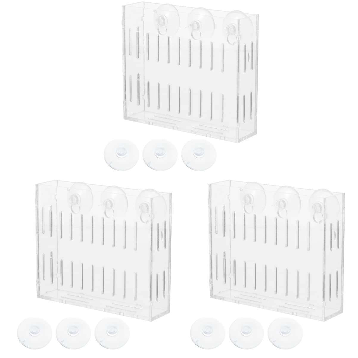 Mipcase Aquarium Plant Holder with Suction Cups 3-Pack Clear Plastic Fish Tank Plant Shelf for Live Aquatic Plants Small Water Plants and Fish Tank Decorations