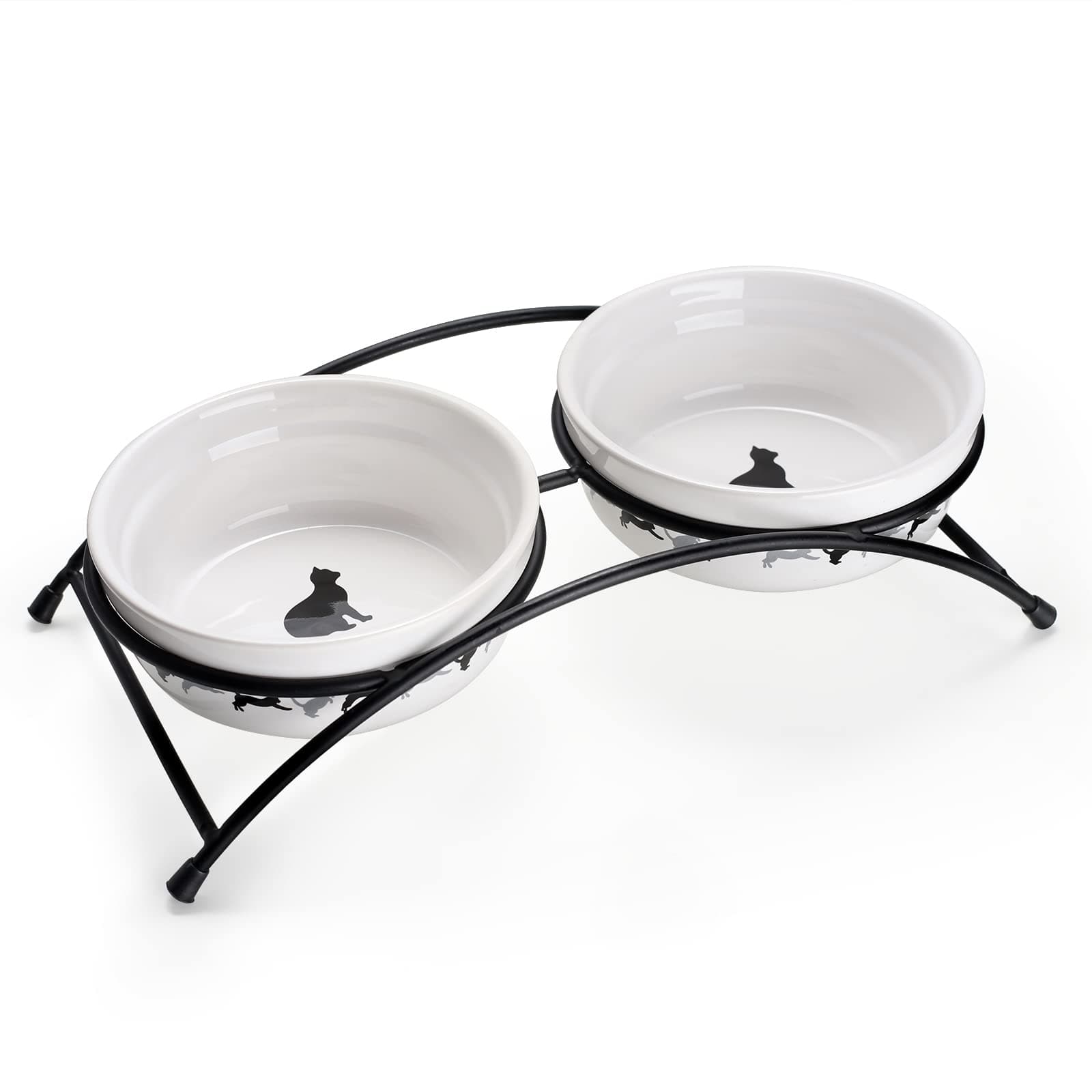 Y YHYCat Bowls Elevated, Ceramic, 12 Ounces, Reduce Neck Burden, Anti Vomiting, Dishwasher Safe