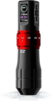 EZ Wireless Tattoo Machine - 6 Strokes 2.0, 2.4, 2.8, 3.3, 3.7, 4.2mm Bluetooth Tattoo Machine Pen with OLED Digital Display 1600mAh Battery Power Tattoo Gun (P3 Pro Gloss Red)