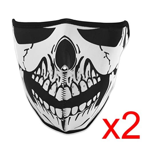 2X Black Tribal Skull Skeleton Reversible Neoprene Half Face Mask Outdoor Sport Ski Biking