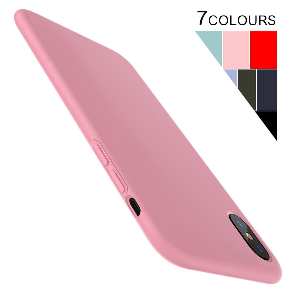 iPhone X Case,XUNDD Liquid Silicone Gel Rubber Case Shockproof Protection with Soft Microfiber Cloth Lining Cushion for Apple iPhone X Pink