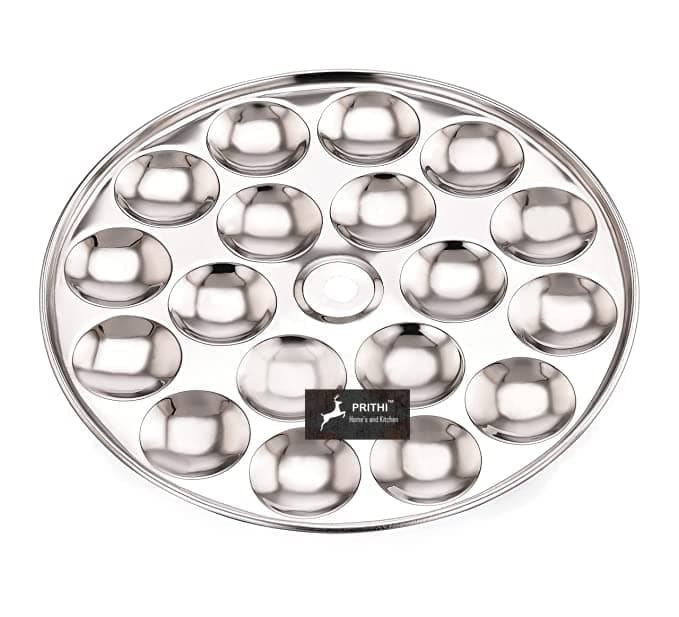 Prithi Home's and Kitchen thick Gauge Special Mini Idli Maker Stainless Steel | Mini Idli Plate, 1-Pieces, 18 Idlis/Plate 19.5 cm Diameter