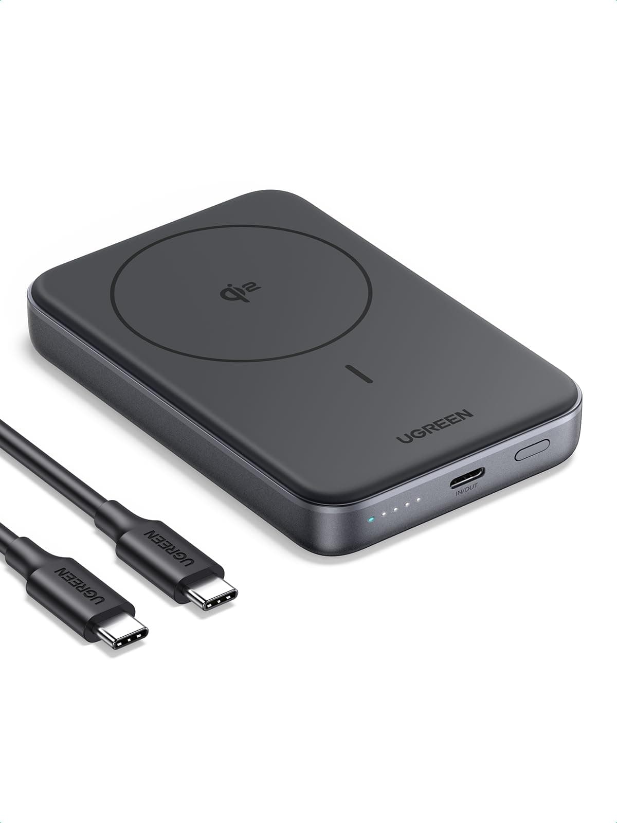 UGREEN Qi2 MPP 15W Magnetic Wireless Mobile Battery Magsafe Compatible Magnetic Wireless Charging 10000mAh PD 30W Fast Charging USB-C Input/Output Super Strong Adhesion Compact Skin-friendly Silicone