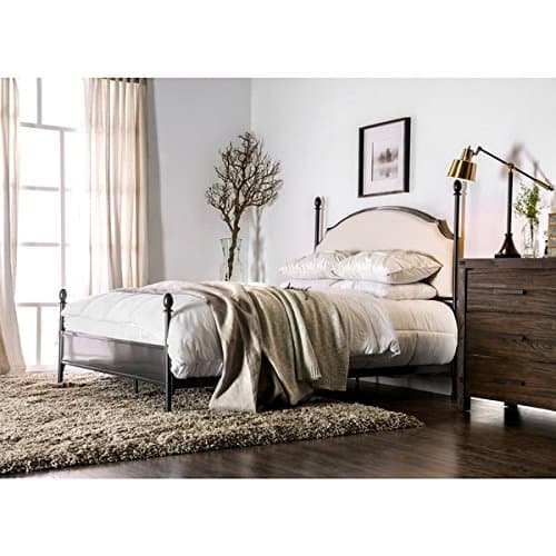 Contemporary Arched Four Poster Bed with Upholstered Headboard (Queen)