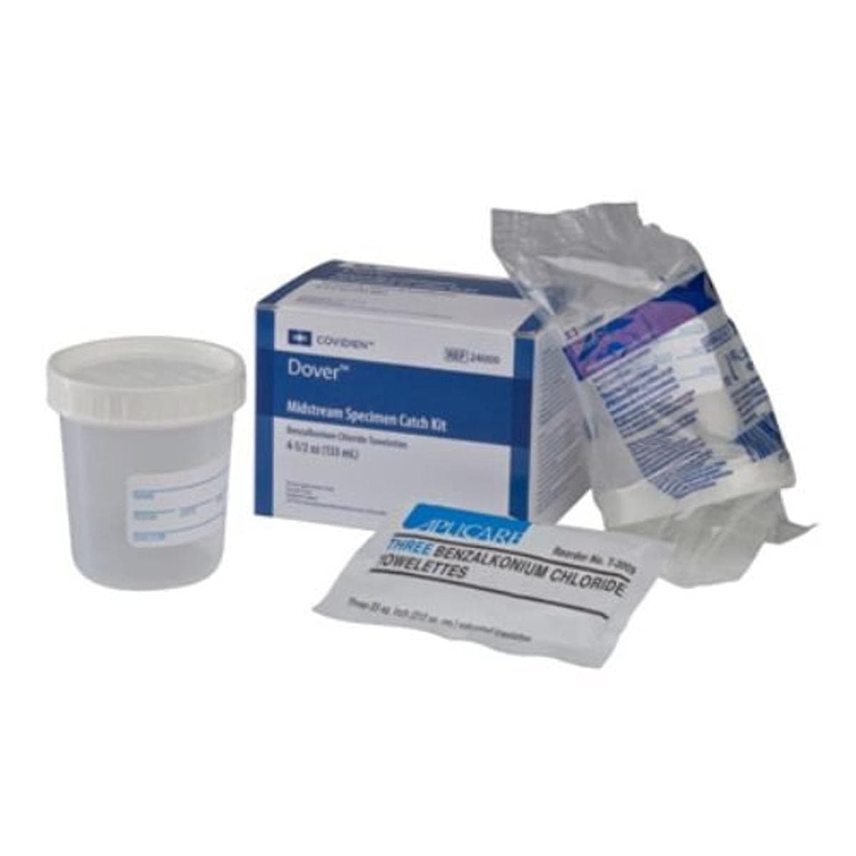 Covidien 24000 Midstream Catch Kit with Graduated Specimen Container, Screw Cap, Patient Label and 3 BZK Towelettes (Pack of 50)