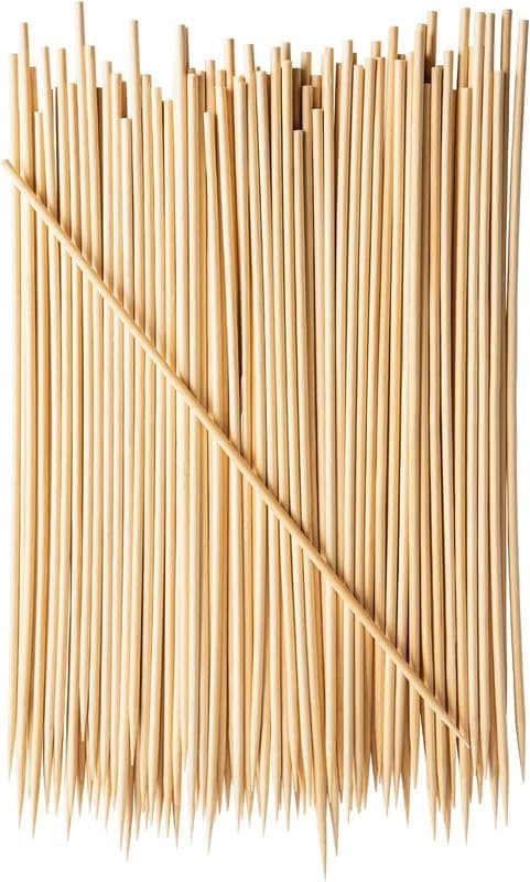 Bamboo Sticks Skewer Natural (2.5 MM, 10 INCHES, Pack of 50), Natural Wooden Barbecue Kabob Skewers, Best for Grill, BBQ, Kebab, Marshmallow Roasting or Fruit Sticks