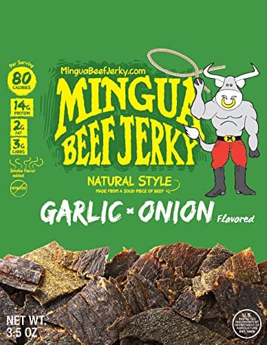 Mingua Beef Jerky Garlic & Onion 4 Pack (3.5oz each for 14oz total)