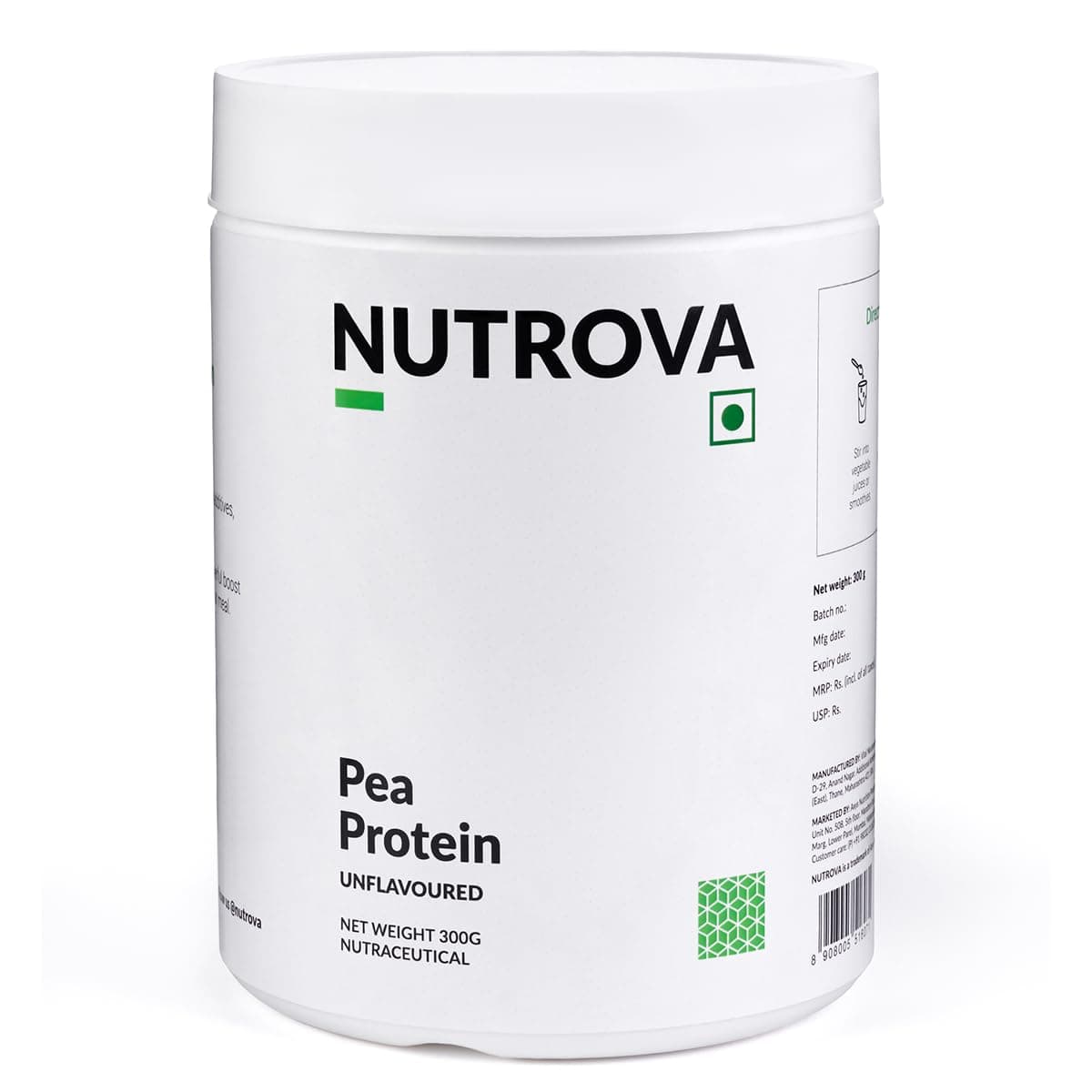 Pea Protein Powder, Vegan Protein Isolate - No Added Sugar, Artificial Sweeteners or Flavours, Vegan & Gluten-free - Easy to Mix (300gm) 80% protein content, 8g of protein in every 10g scoop