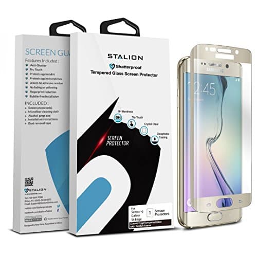 Stalion Tempered Glass Screen Protector for Samsung Galaxy S6 Edge - Retail Packaging -  Gold Platinum
