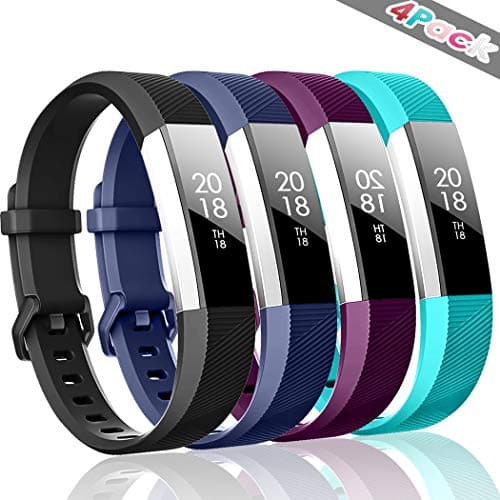 ZEROFIRE Bands Compatible with Fitbit Alta HR and Fitbit Alta (4 Pack), Replacement Sport Wristbands with Secure Metal Buckle for Fitbit Alta/Fitbit Alta HR/Fitbit Ace, Small Large