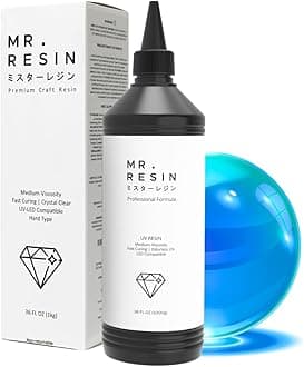UV Resin - Mr. Resin Bulk Crystal Clear Resin for Crafts : Rock Painting, Molds, Doming,Keychains & Jewelry Making Cures Fast with UV Lamp, LED and Sunlight! (Original, 1000 Grams)