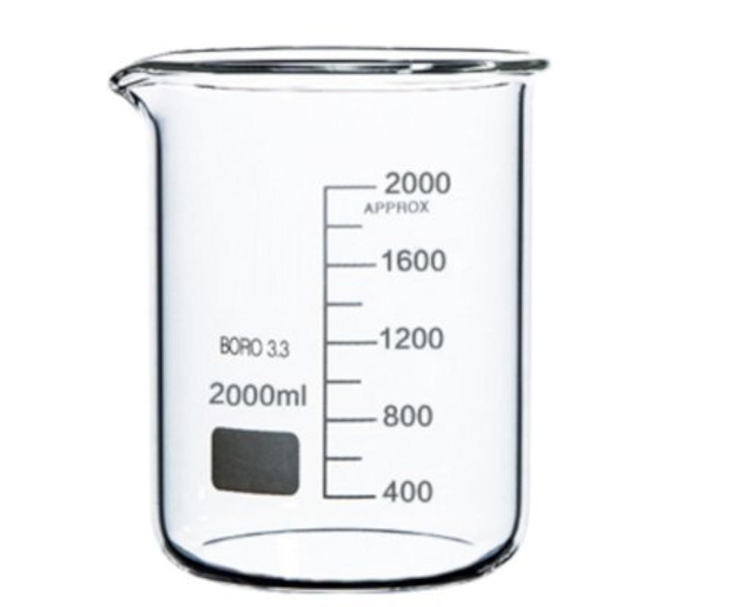 Boro 3.3 Glass Graduated Measuring Beaker for Lab or Kitchen (2000ml)