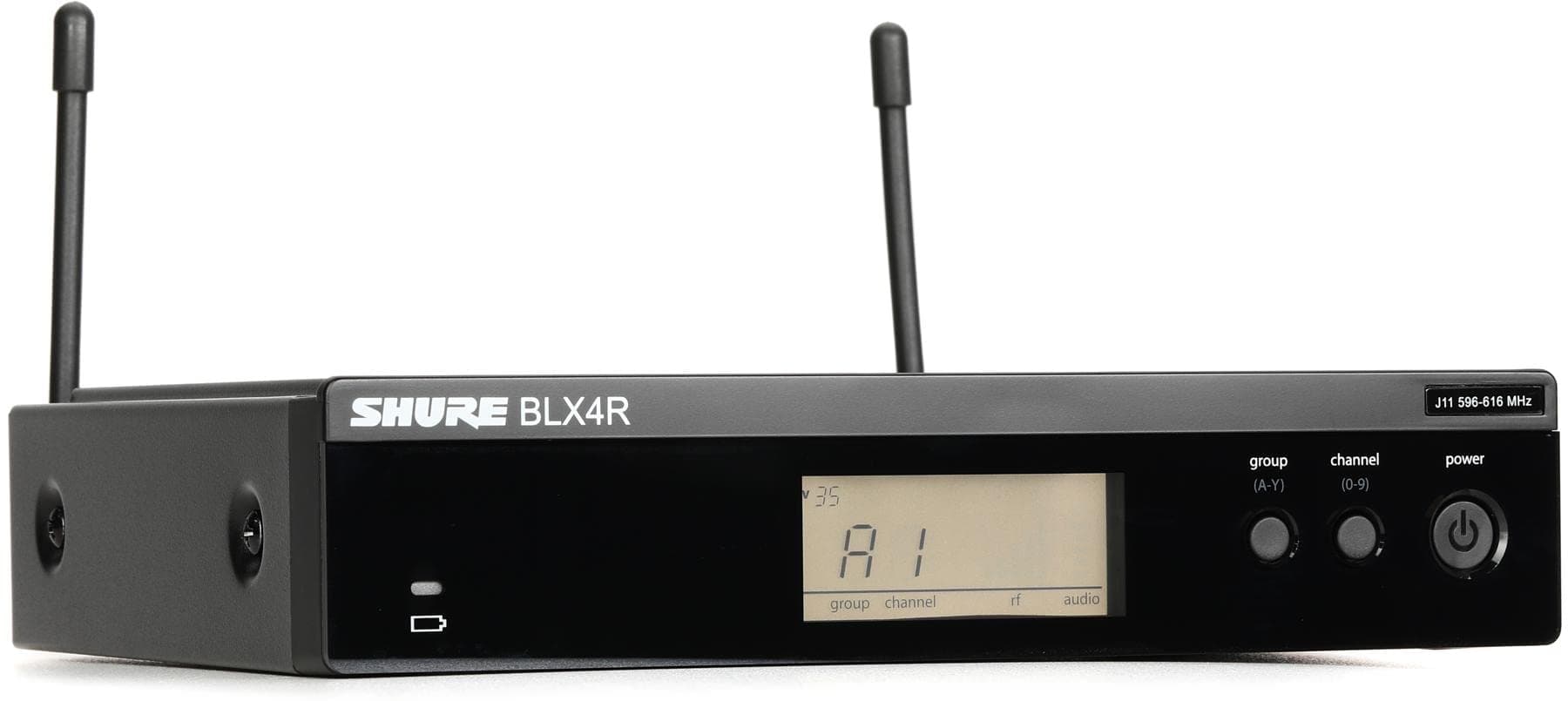 Shure BLX4R Rack-Mount Wireless Receiver J11 Band (596–620 MHz) – BLX Series Single-Channel Receiver with QuickScan, XLR & 1/4" Outputs, LCD Display, Up to 300 ft Range